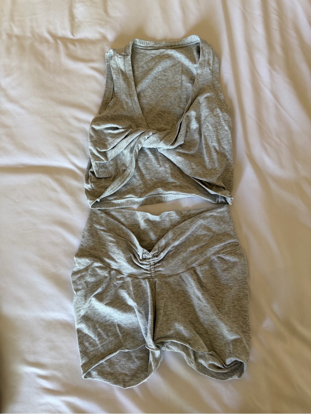 SKIMS Light Heather Gray Soft Cotton-Blend Tee